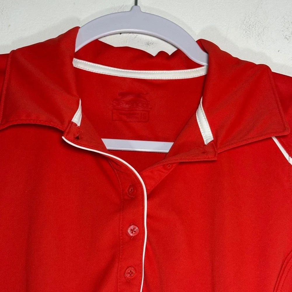 Slazenger Womens Sleeveless Polo Shirt Red White Piping Golf Tennis‎ Size S